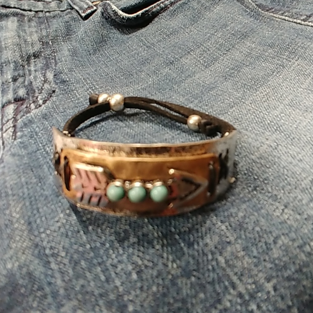 Southwest arrow leather cord bracelet